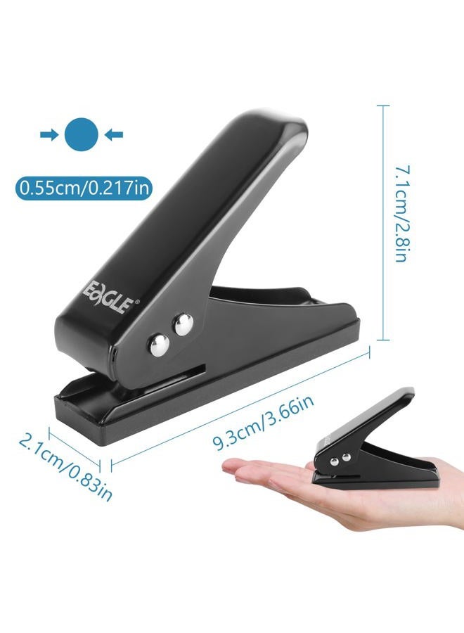 Eagle Low Force 1-Hole Punch, Single Hole Punch, Paper Punch, 1/4-Inch Hole, 12 Sheets Capacity, Metal, Black - Image 5