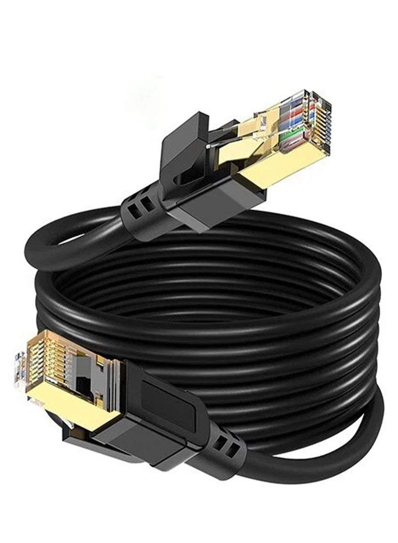 مكعب جي كابل شبكة Cat 8 كابل إيثرنت 2 متر عالي السرعة 40 جيجابت في الثانية 2000 ميجاهرتز كابل إنترنت كابل توصيل إنترنت محمي للمفاتيح وأجهزة التوجيه والمودم باللون الأسود - Image 1