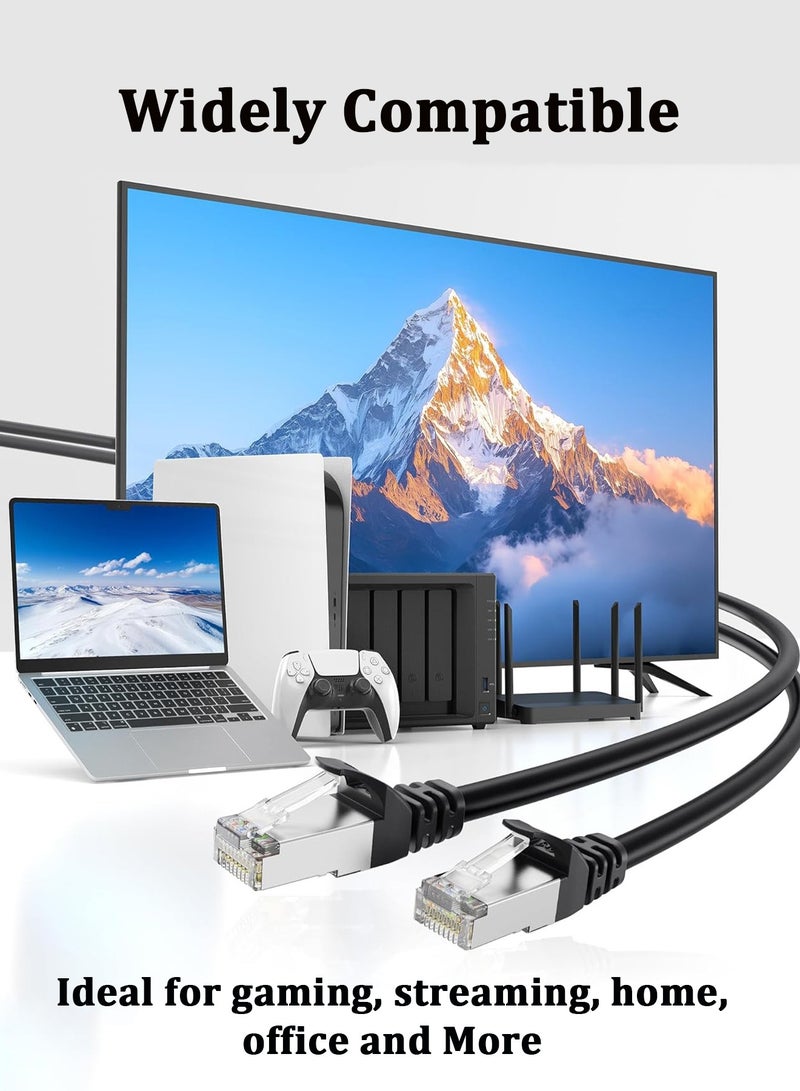 مكعب جي كابل شبكة Cat 8 كابل إيثرنت 2 متر عالي السرعة 40 جيجابت في الثانية 2000 ميجاهرتز كابل إنترنت كابل توصيل إنترنت محمي للمفاتيح وأجهزة التوجيه والمودم باللون الأسود - Image 4
