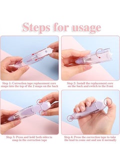 Unique 6 in 1 Refillable White Out Correction Tape Set, 4 Retractable White Out Tape Pens with 2 Replacement Whiteout Tape for School Office Supplies, 0.2 X 236 Inch  - Image 3