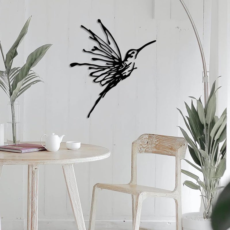 XORT Metal Hummingbird Wall Art, Minimalist Modern Abstract Metal Wall Art, Birds Sign Wall Decoration Hanging for Living Room Bedroom Kitchen. (Black - 12 x 14 inch) - Image 4