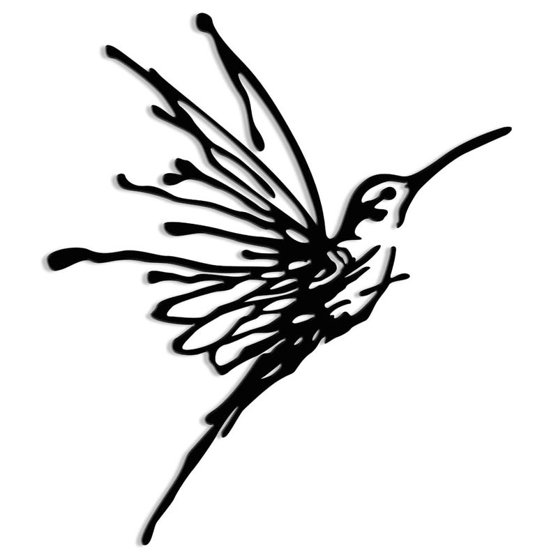 XORT Metal Hummingbird Wall Art, Minimalist Modern Abstract Metal Wall Art, Birds Sign Wall Decoration Hanging for Living Room Bedroom Kitchen. (Black - 12 x 14 inch) - Image 1