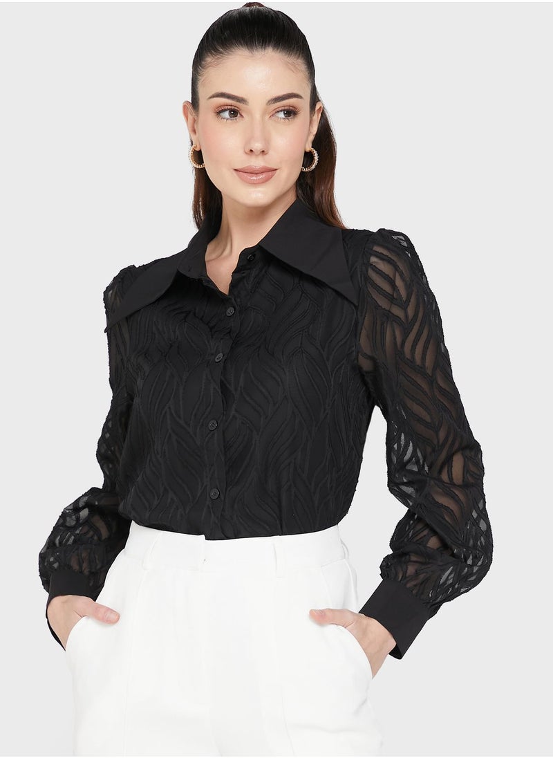 ELLA Sheer Sleeve Top  - Image 1