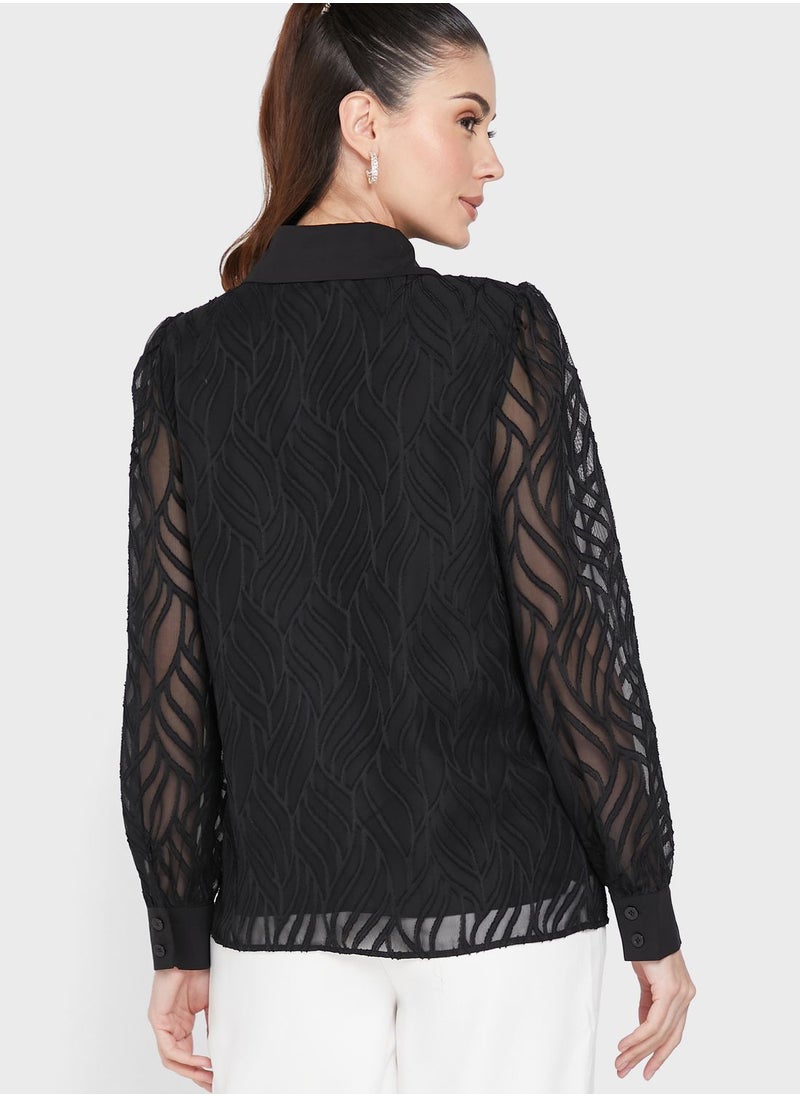 ELLA Sheer Sleeve Top  - Image 2