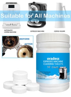 oradess 50PCS All-Purpose Espresso Machine And Coffee Maker Cleaning Tablets Also Works For Water Bottle Coffee Cup Stainless Steel Cup Kettle Limescale Removal  - Image 1