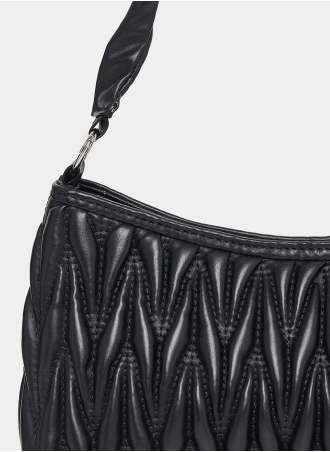 Styli Drop Chain Textured Shoulder Bag