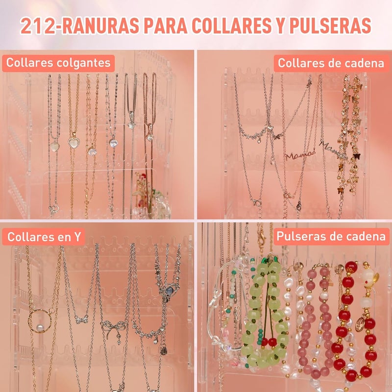 17Dec 360 Rotating Earring Holder Organizer Stand - 5 Tiers Acrylic Jewelry Storage with 212 Holes and Grooves - Image 4