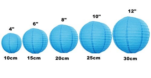 Kinteshun Folding Round Paper Lantern Reusable Chinese/Japanese Style Hanging Ornament Lamp Cover for Garden Birthday Party Decoration Supplies(Blue,10pcs Assorted Sizes) - Image 2