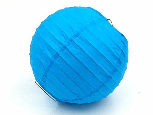 Kinteshun Folding Round Paper Lantern Reusable Chinese/Japanese Style Hanging Ornament Lamp Cover for Garden Birthday Party Decoration Supplies(Blue,10pcs Assorted Sizes) - Image 3