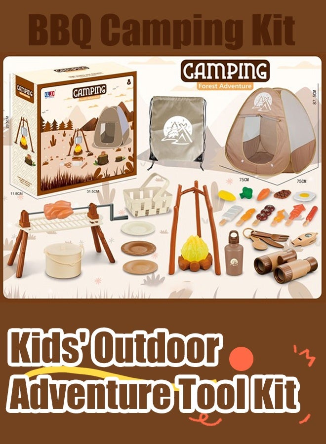 Kids Exploration Kit 34PCS - simulation barbecue toys with Camping Tent | Learning Toys| Camping Adventure Gear for Boys Girls 3-12 Years - Image 4