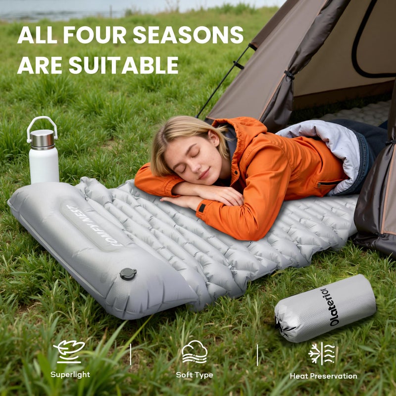 Olaterior Camping Sleeping Pad with 4.8 R-Value, Ultralight Camping Mat with Pillow and Built-in Foot Pump, Inflatable Sleeping Mat Compact for Outdoor Hiking, Camping, Backpacking, Hiking, Traveling, Tent - Image 2