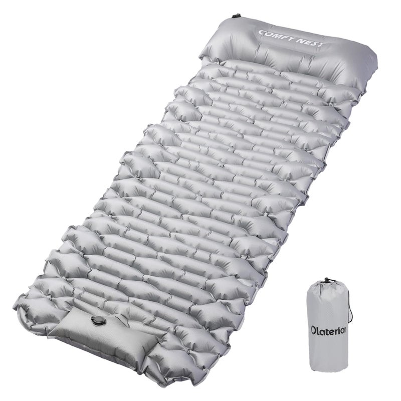 Olaterior Camping Sleeping Pad with 4.8 R-Value, Ultralight Camping Mat with Pillow and Built-in Foot Pump, Inflatable Sleeping Mat Compact for Outdoor Hiking, Camping, Backpacking, Hiking, Traveling, Tent - Image 1