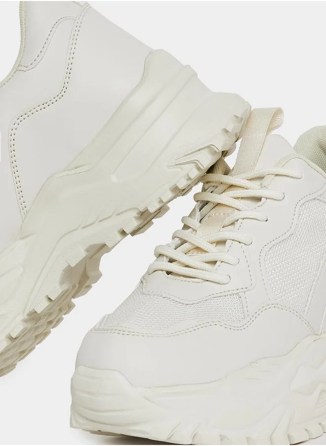 Styli Textured Chunky Sole Sneakers