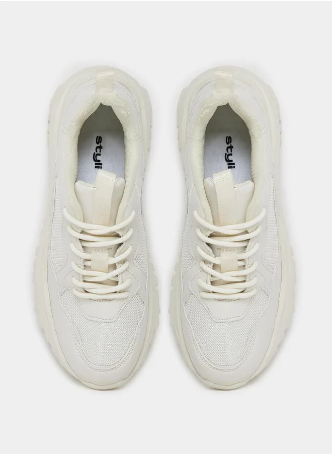 Styli Textured Chunky Sole Sneakers