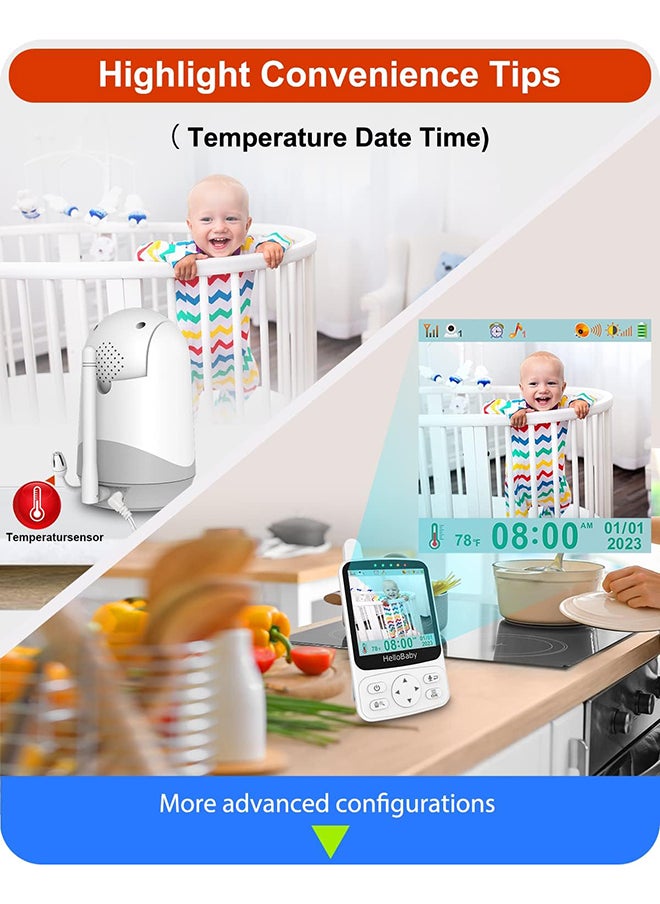 Hellobaby - 4 Inches IPS Screen Video Monitor With 29 Hour Battery Life, 1000 Ft Long Rang, Auto Night Vision, 2 Way Audio, Temperature Display - Image 1