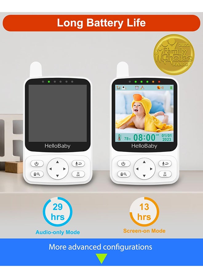Hellobaby - 4 Inches IPS Screen Video Monitor With 29 Hour Battery Life, 1000 Ft Long Rang, Auto Night Vision, 2 Way Audio, Temperature Display - Image 1