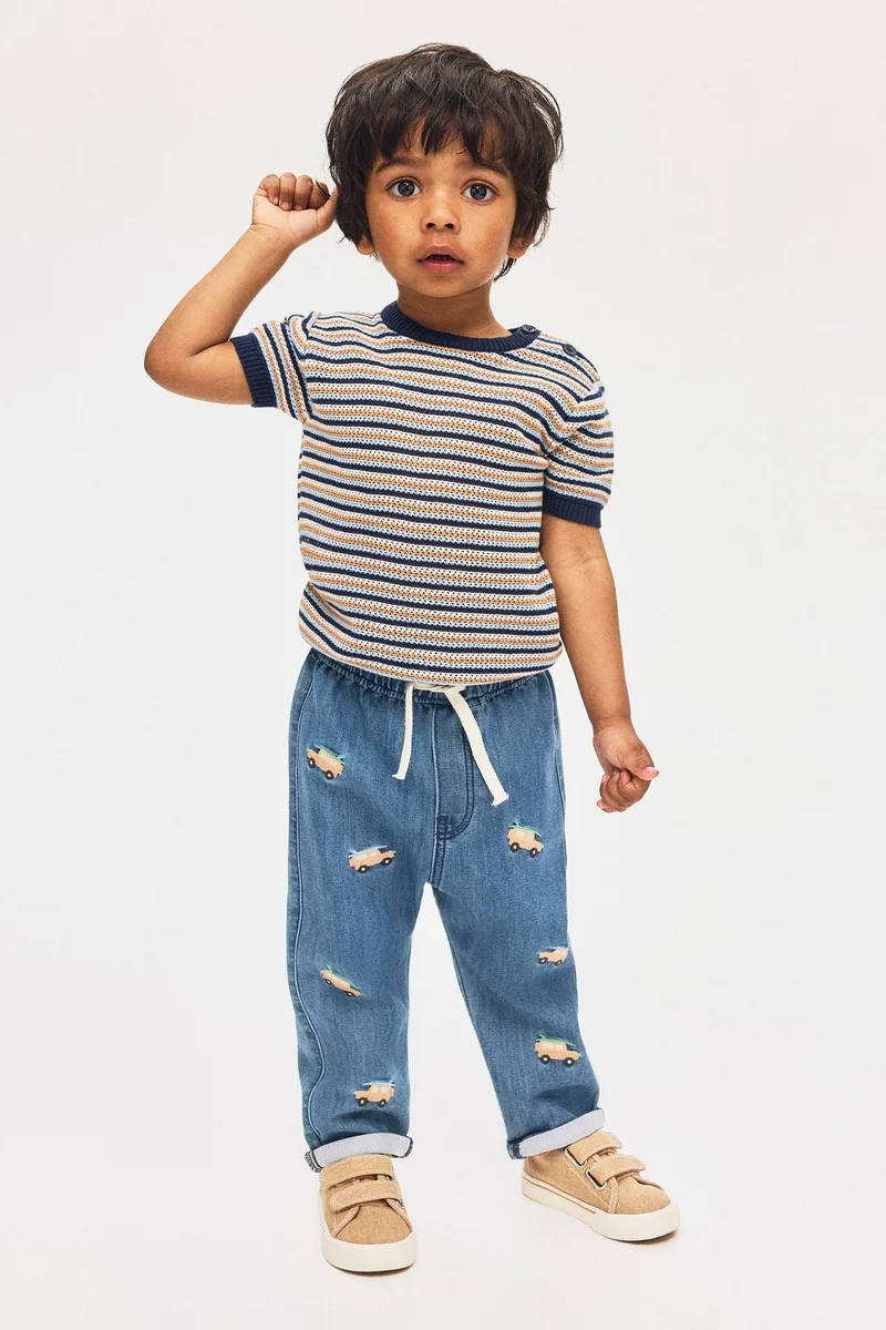 H&M Embroidery-detail denim joggers