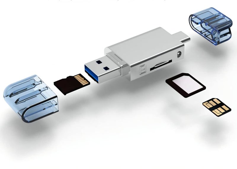 ChenYang Nano Memory Card & TF Micro SD Card to USB C & USB 2.0 Card Reader Adapter Plug & Play - Image 1