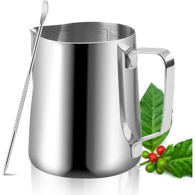 Unity Milk Frothing Pitcher  20Oz600Ml Milk Frother Cup Stainless Steel Steam Pitcher Milk Steaming Pitcher Coffee Cappuccino Latte Art Espresso Machine Accessories With Latte Art Pen - Image 2