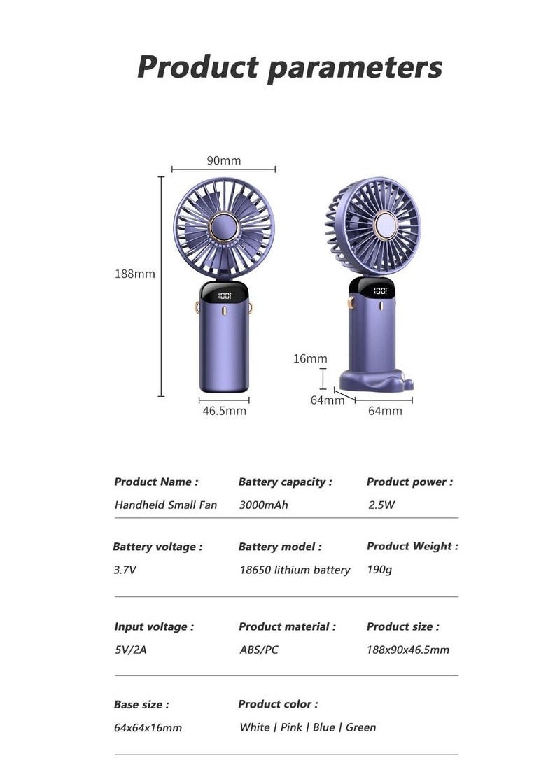 HOMESTAR Portable Hand-Held Fan Office Desktop Multifunctional Folding Double-Headed Small Electric Fan With A Neck Lanyard  - Image 2