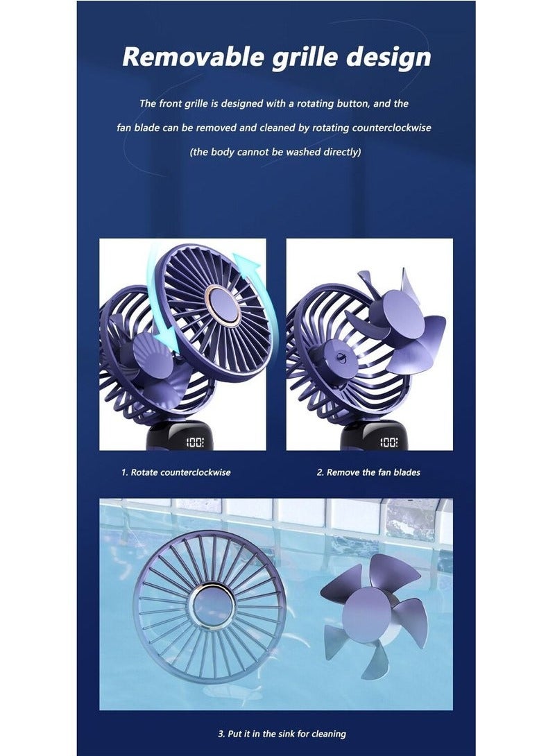 HOMESTAR Portable Hand-Held Fan Office Desktop Multifunctional Folding Double-Headed Small Electric Fan With A Neck Lanyard  - Image 4