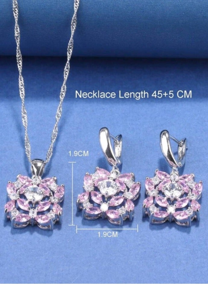 925 Silver Plated Luxury Jewellery Set For Women Inlaid With Zirconia  - Image 3