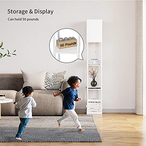 SUNMORY Floor Lamp with Shelves, Modern Square Standing Lamp with 3 Color Temperature Bulb, Corner Display Bookshelf Lamp for Living Room and Bedroom - Image 3
