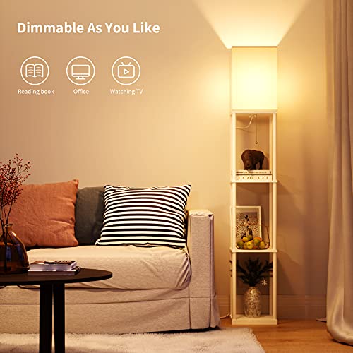 SUNMORY Floor Lamp with Shelves, Modern Square Standing Lamp with 3 Color Temperature Bulb, Corner Display Bookshelf Lamp for Living Room and Bedroom - Image 5
