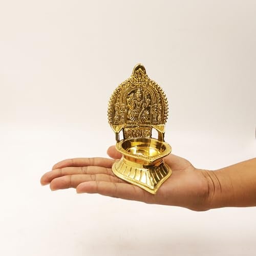 Spillbox Traditional Brass Diya for Puja | Pooja Deepak Deepam Oil Lamp for Home Temple| Samai Ashta Lakshmi Oil Lamp Kamatchi Devi Maa Diya Sri Kamatchi Amman Vilakku - Karumbu Kamatchi Small - Image 2