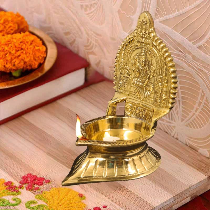 Spillbox Traditional Brass Diya for Puja | Pooja Deepak Deepam Oil Lamp for Home Temple| Samai Ashta Lakshmi Oil Lamp Kamatchi Devi Maa Diya Sri Kamatchi Amman Vilakku - Karumbu Kamatchi Small - Image 4