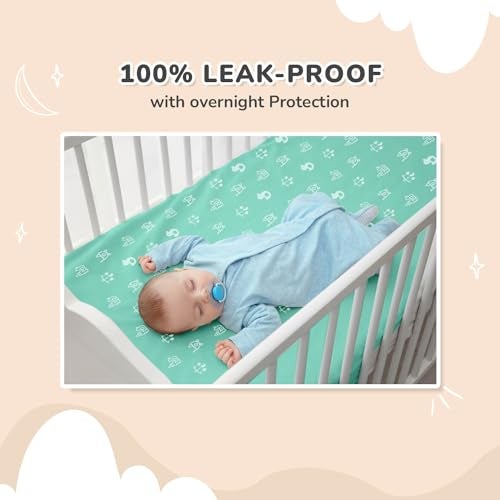 R for Rabbit Waterproof Quick Dry Sheet for Baby | Anti-Piling Fleece Breatheable Fabric Extra Absorbent Instant Dry Baby Bed/Cot Protector Mat (Size-M,Green-Grey,Pack of 2 Combo) - Image 3