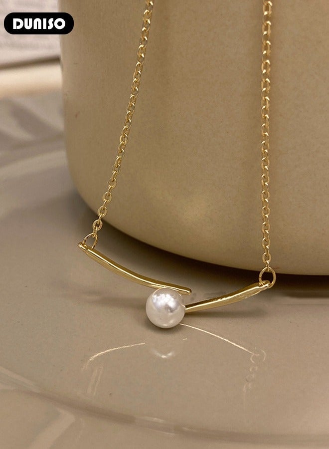 DUNISO Pearl Necklace 925 Sterling Silver Choker Necklace Silver Choker Chain Pearl Pendant Necklace Simple Necklace Chain Jewelry for Women Teen Girls - Image 2