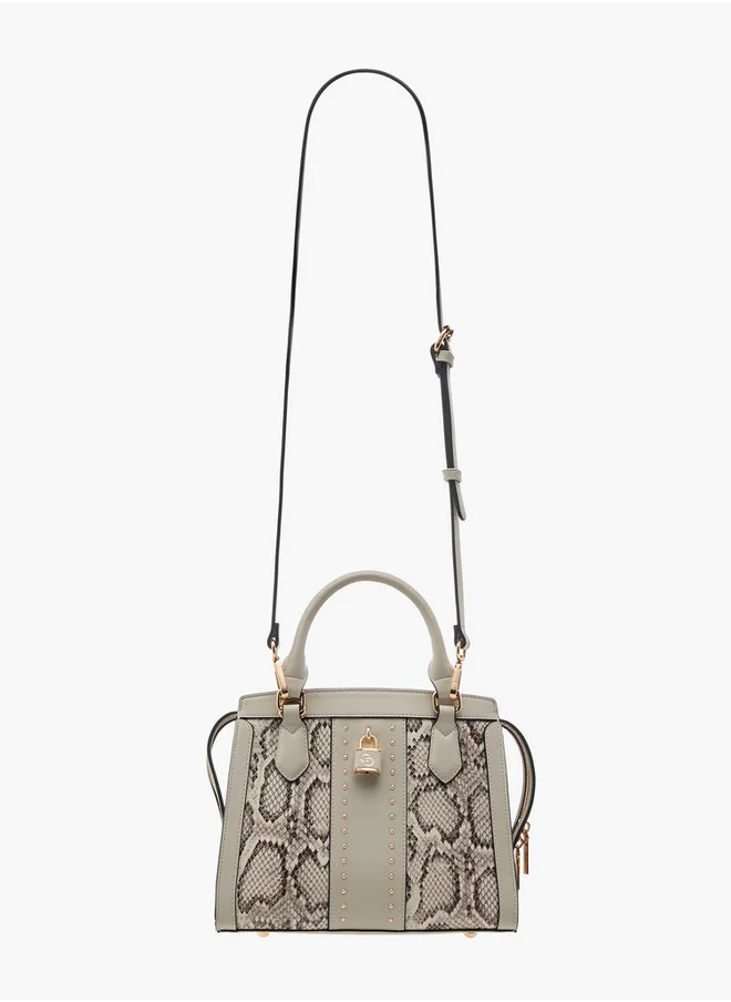 سيليست Animal Print Tote Bag with Zip Closure and Detachable Strap