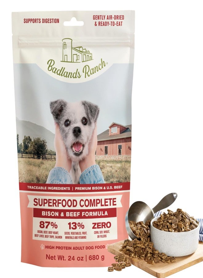 BADLANDS RANCH - Superfood Complete, Air-Dried Adult Dog Food - High Protein, Zero Fillers, Superfood Nutrition by Katherine Heigl (24 oz, Beef & Bison Formula) - Image 1