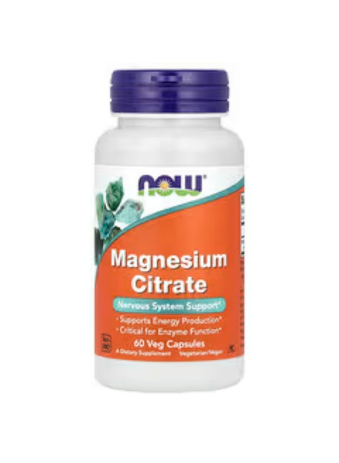 NOW Foods, Magnesium Citrate, 60 Vegetarian Capsules - Image 1