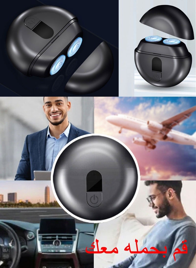 سيارم مصغرة ماكينة حلاقة كهربائية للسفر ، جيب قابل للغسل ماكينة حلاقة كهربائية ، المحمولة اللاسلكية القابلة لإعادة الشحن الحلاقة للرجال ، الجافة والرطبة الروتاري ماكينة حلاقة كهربائية - رمادي داكن - Image 4