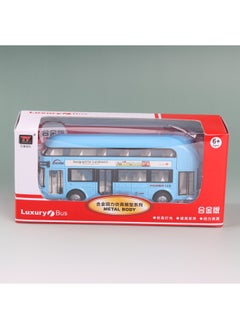 Tianying Alloy Car Model 1:36 Double-layer Bus Pull Back Sound Light Toy Bus Car Music Model Ornaments-Color:6008B Blue Window Box