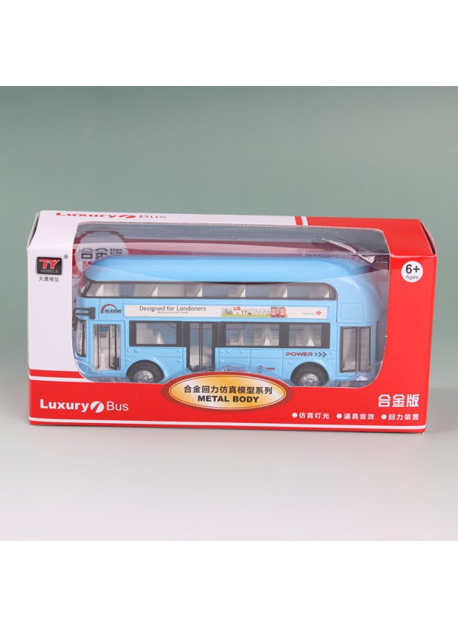 Generic - Tianying Alloy Car Model 1:36 Double-layer Bus Pull Back Sound Light Toy Bus Car Music Model Ornaments-Color:6008B Blue Window Box - Image 1