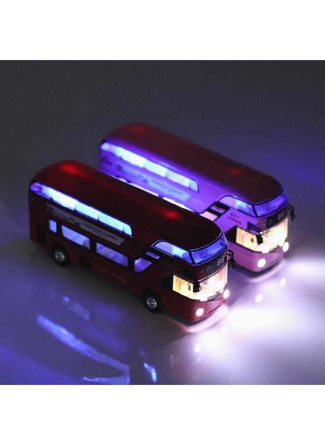 Generic - Tianying Alloy Car Model 1:36 Double-layer Bus Pull Back Sound Light Toy Bus Car Music Model Ornaments-Color:6008B Blue Window Box - Image 1