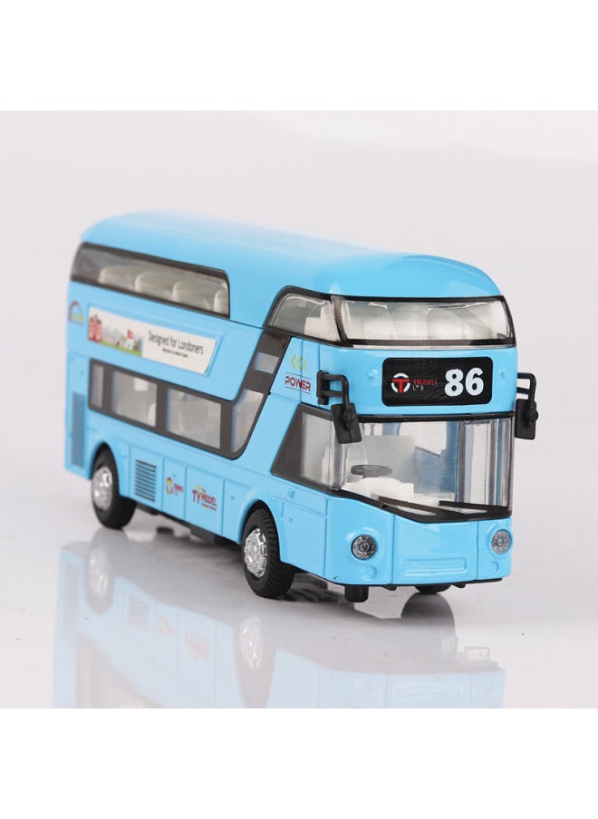 Generic - Tianying Alloy Car Model 1:36 Double-layer Bus Pull Back Sound Light Toy Bus Car Music Model Ornaments-Color:6008B Blue Window Box - Image 1