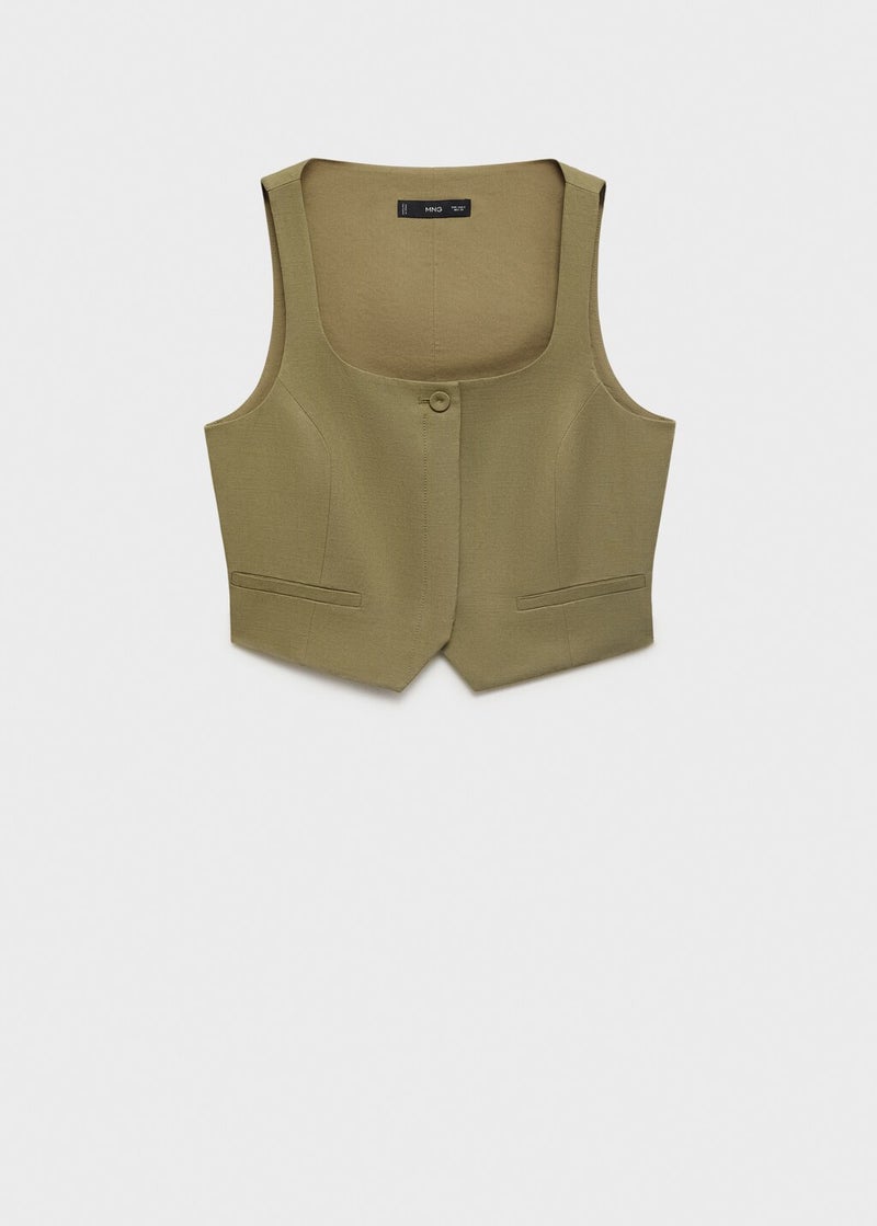 MANGO Linen-blend suit waistcoat - Image 5