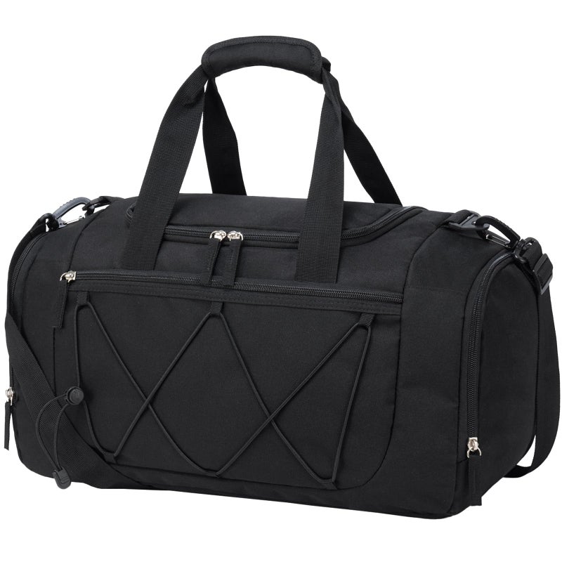 Vorspack Gym Bag for Men 18 Inches Small Duffle Bag for Travel Lightweight Duffel Bag with Shoe Compartment Personal Item Travel Bag Weekender Bag for Travel Sports Gym Black - Image 2