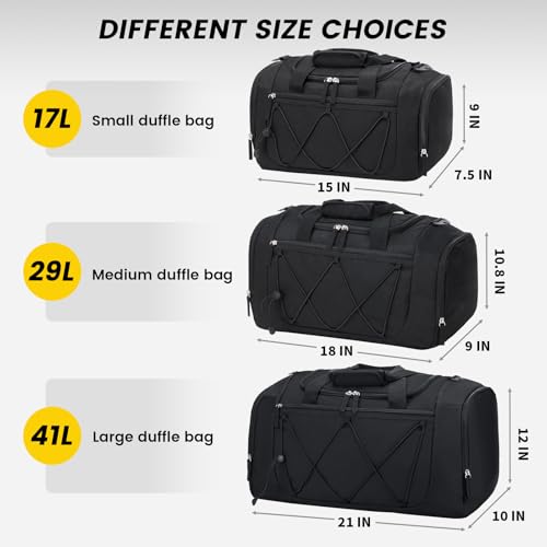 Vorspack Gym Bag for Men 18 Inches Small Duffle Bag for Travel Lightweight Duffel Bag with Shoe Compartment Personal Item Travel Bag Weekender Bag for Travel Sports Gym Black - Image 3