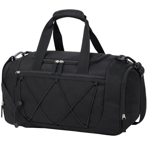 Vorspack Gym Bag for Men 18 Inches Small Duffle Bag for Travel Lightweight Duffel Bag with Shoe Compartment Personal Item Travel Bag Weekender Bag for Travel Sports Gym Black - Image 1