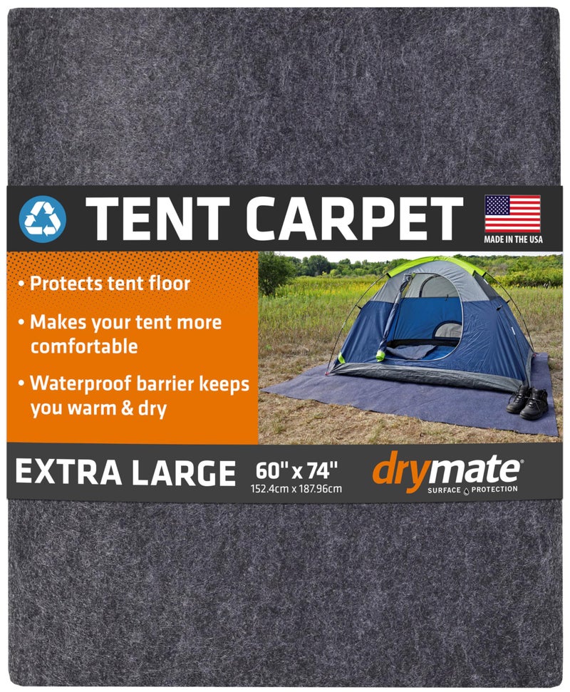 Drymate Tent Carpet Mat Protective Waterproof Liner Keeps You Warm Dry Camping Floor Rug Accessory 60 x 74 Durable Lightweight Soft Comfortable Trimmable Material USA Made Charcoal