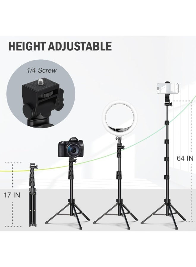 64" Phone & Camera Tripod – Portable Stand with Phone Holder and Wireless Remote for Video Recording - Image 3