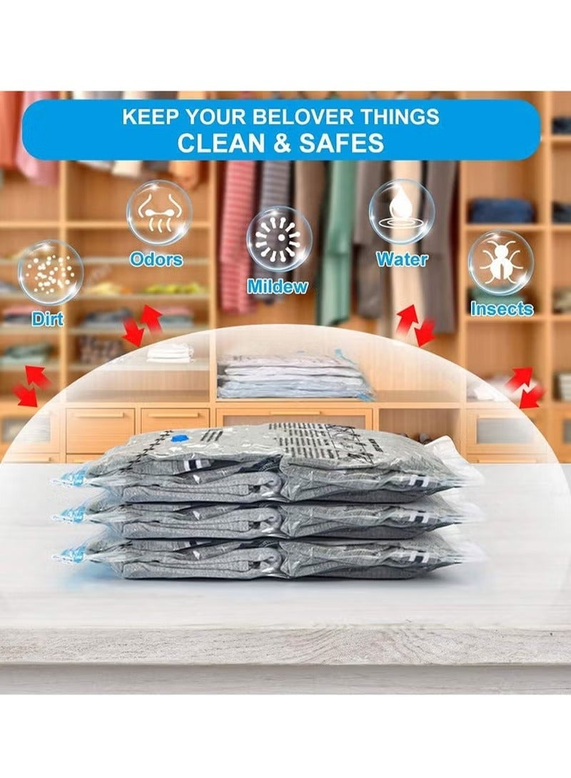 Arabest 10PCS Vacuum Storage Bags, Space Saver Bags with hand Pump, Reusable Vacuum Seal Storage Bags for Bedding, Clothes, Curtains, Pillows (3 x Jumbo, 3 x Large, 4 x Medium)  - Image 4