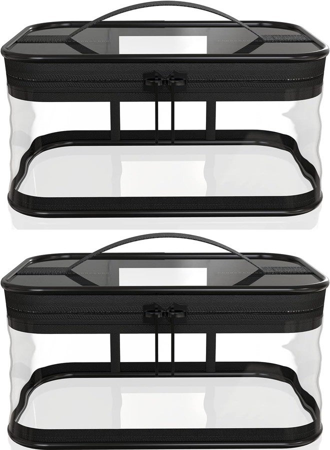 LYF5STAR Clear Transparent Cosmetic Pouches (8.3" x5" x 3.5") with Double Zipper & Handle for Women/Men/Girls | Suitable for Travel, Carry Makeup, Jewellery, Toiletry Bag - Multi Color - Pack of 2 - Image 1
