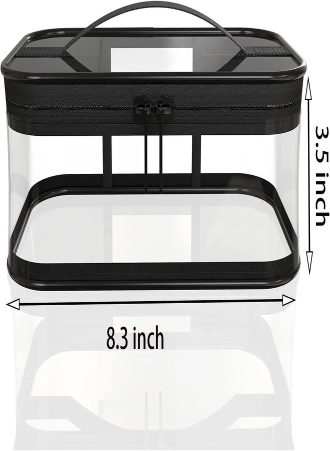 LYF5STAR Clear Transparent Cosmetic Pouches (8.3" x5" x 3.5") with Double Zipper & Handle for Women/Men/Girls | Suitable for Travel, Carry Makeup, Jewellery, Toiletry Bag - Multi Color - Pack of 2 - Image 3