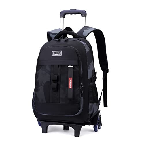 Bansusu Camo Boys Rolling Backpacks for Kids School, Capacity Wheeled Bookbags Elementary School Bags Back Packs with 6 Wheels - Image 1